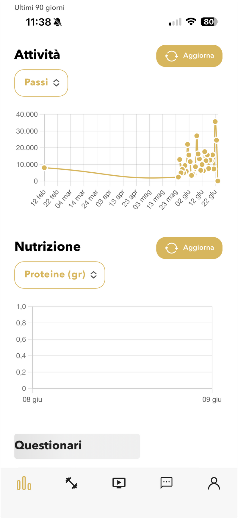 App — Schermata Allenamento